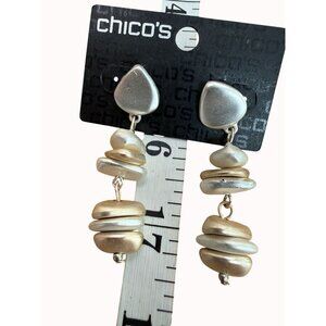 Chicos Silver & Gold Statement Dangle Earrings With Modern Glam Casual Neutral